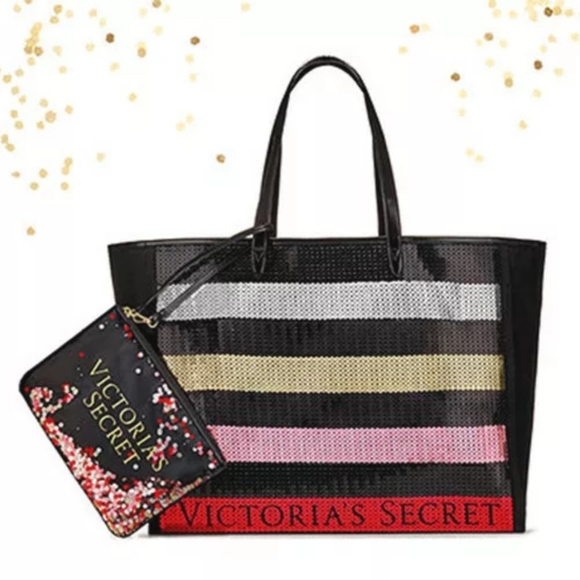 Victoria's Secret BLING Tote + Makeup Bag Set NWT - Picture 4 of 16